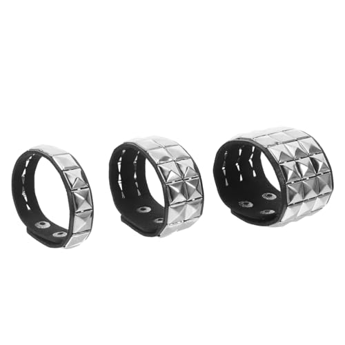 Healvian 3 Stück Teiliges Punk Armband PU Stilvolle Nietenarmbänder für Männer und Frauen für Partys und Anlässe Romantisches Accessoire von Healvian