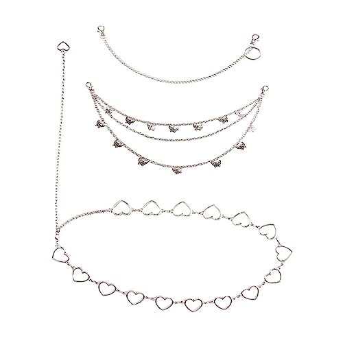 Healvian 3 Stück Teiliges Punk Jeans Ketten mit Herz Schmetterlingen Hosenkette Taillenkette für Damen Herren Accessoire für Partys Festivals von Healvian