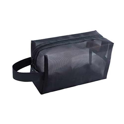 Healvian 3 Stück Teiliges Set Kosmetiktasche aus Mesh Tragbare Makeup Tasche mit Reißverschluss Groß Mittel und Klein für Damen Mädchen und Schwarz von Healvian