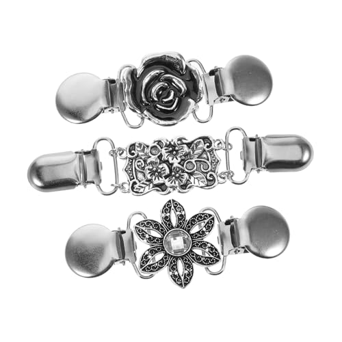 Healvian 3 Stück Teiliges Set Vintage Pullover Clips Metall Vielseitige Strickjacken Schal Broschen für Damen Kleidung Pins Fixieren von Schals Kragen und Pullovern Robust und Detailreich von Healvian