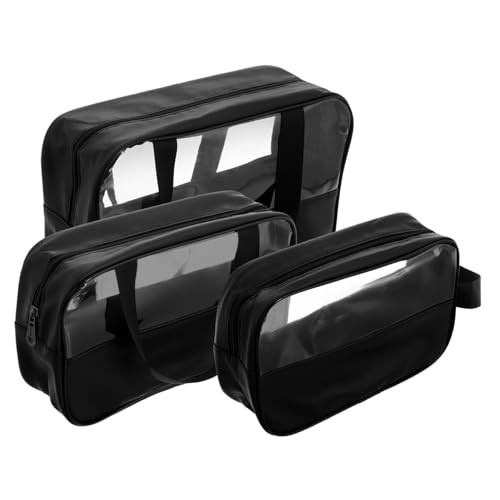 Healvian 3 Stück Teiliges Transparentes Make Up Taschen Set Wasserfest Großer Kosmetik Organizer mit Griff Wasserdichtes Reise Kulturbeutel Set für Damen Mädchen Vielseitig und von Healvian