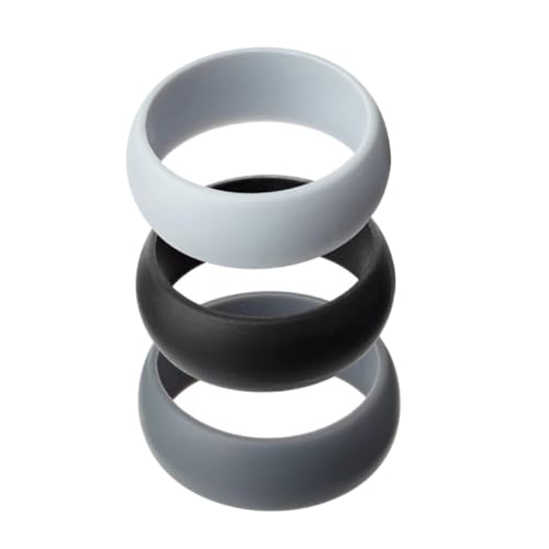 Healvian 3 Stück Teiliges Unisex Silikonring für Sport und Hochzeit Dunkelgrau für Ersatzring von Healvian