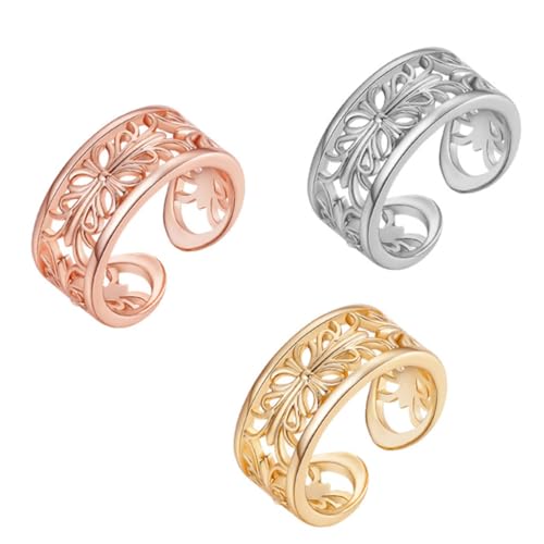 Healvian 3 Stück Teiliges Verstellbare Zehenringe Langlebigem Material Offene Fußringe Weiß Gold und Roségold Fußschmuck Dekoration für Damen von Healvian