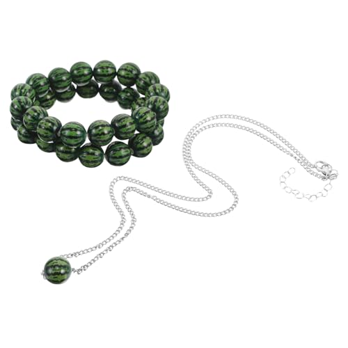 Healvian 3 Stück Teiliges Wassermelonen Schmuckset Verstellbares Boho Armband und Halskette mit Fruchtperlen Dehnbar Vintage Stil Langlebig Geeignet für Teens und Erwachsene Sommer von Healvian