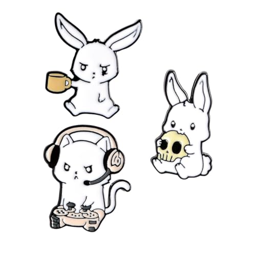 Healvian 3 Stück Tier Broschen Legiertem Süße Hasen Anstecknadeln als Kleidung Dekoration für Damen Vielseitig Verwendbar für Jacken Taschen Hüte und Accessoires von Healvian