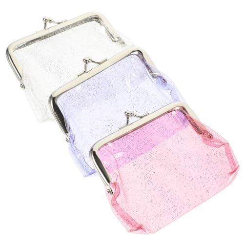 Healvian 3 Stück Transparente Münzbörsen mit Drehverschluss Kleine Strapazierfähige Geldbeutel für Damen in Weiß für Münzen Schlüssel und Kleinigkeiten Unterwegs von Healvian