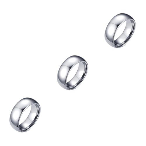 Healvian 3 Stück Tungsten Ring für Herren Einfaches Design Hochglanzpoliert für Verlobung Hochzeit Robustes Kratzfestes Material für Täglichen Gebrauch von Healvian