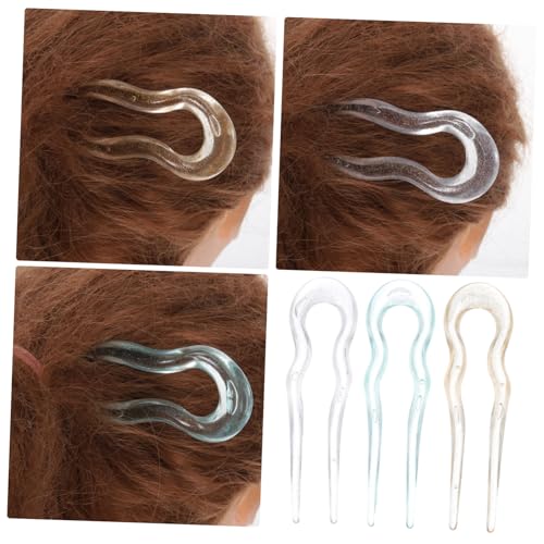 Healvian 3 Stück U förmige Französische Haarnadeln Glänzend Große Haarforken für Elegante Duttfrisuren Passend zu Cheongsam für Frauen und Mädchen bei Hochzeiten Partys und Alltag von Healvian