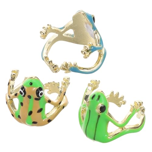 Healvian 3stücke Verstellbare Frosch-ringe Für Damen Aus Zinklegierung Mit Offener Struktur Vielseitige Ringe Für Alltag Und Partys Niedliche Frosch-löffelringe Als Fingerschmuck von Healvian