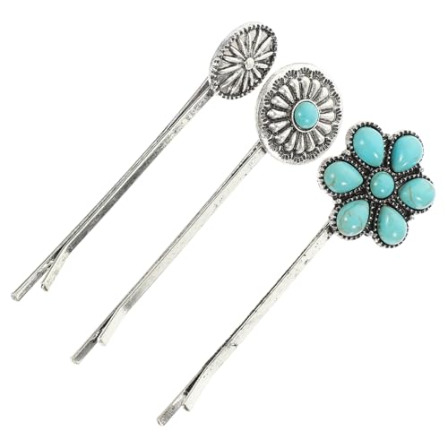 Healvian 3 Stück Vintage Türkis Retro Haarspangen Bobby Metallnadel Metall Haarnadeln Haarspangen Für Frauen Türkis Bobby Pin Haarstyling Clips Haarschmuck Für Frauen Haarspangen von Healvian