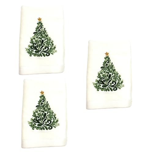 Healvian 3 Stück Weihnachtliches Besticktes Gesichtstuch aus Saugfähiges Langlebiges Handtuch mit Kreativem Weihnachtsbaum Weiches Weihnachtsgesichtshandtuch für Badezimmer Geschenkidee von Healvian