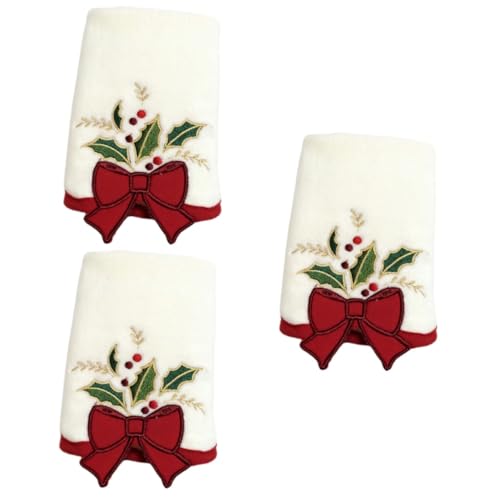 Healvian 3 Stück Weihnachtliches Besticktes Gesichtstuch aus Weiches Langlebiges Handtuch mit Kreativem Schleifen Atmungsaktiv als für Familie und von Healvian
