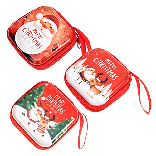 Healvian 3 Stück Weihnachts Münzbeutel Mini Purse mit Festlichen Motiven für Christbaumschmuck Geschenktüten für Süßigkeiten Münzen und Kleine von Healvian