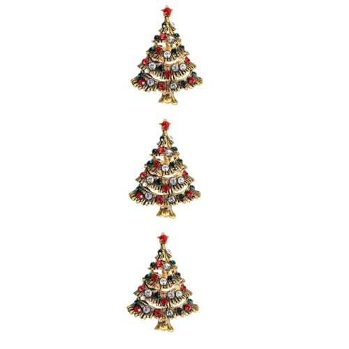 Healvian 3 Stück Weihnachtsbaum Brosche Pin Damen Anstecknadel Strass Schmuck für Kleidung Taschen Festliche Dekoration Weihnachten von Healvian