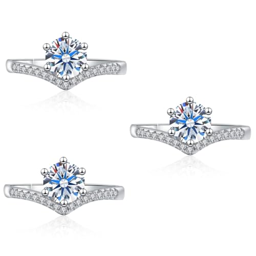 Healvian 3 Stück Zirkonring für Frauen Eleganter Verlobungsring Moissanit Stilvolles Hochzeitsgeschenk für Geburtstage Valentinstag Jubiläen Besondere Anlässe Design für Partys von Healvian