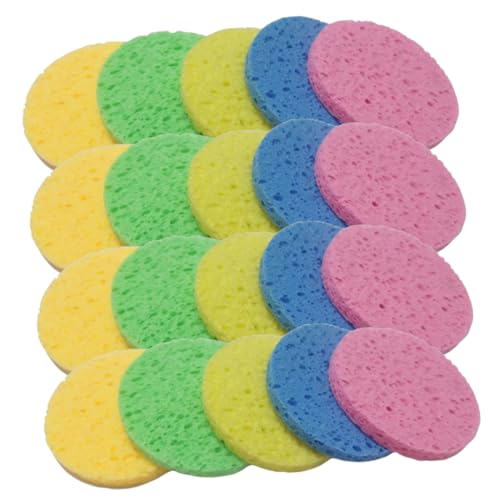 Healvian 30 Stck Teiliges Runde Holzstoff Gesichtsschwämme Sanftes Make Up Entferner Porentiefe Hautfreundlich für Tägliche Gesichtsreinigung und Make Up Entfernung von Healvian