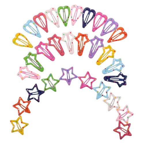 Healvian 30 Stück Haarspangen für Mädchen: Kawaii-Haarspangen mit Stern-Motiv für Babys – hohles Fünfzack- und Herz-Design – für die Spielzeit in der Schule von Healvian
