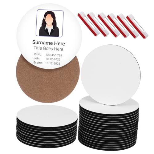 Healvian 30 Stück Sublimations Name Tags mit Anstecknadel Langlebige Runde Arbeits Badges Selbstgestalten Namensschilder für Events Konferenzen und Business Einsatz von Healvian