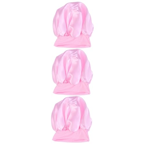 Healvian 3St breite Seite Stirnbänder für lockiges Haar Hüte für Kinder schlafhaube milliner Kappen elastische Schlafmütze Elastizität Hut Strickmütze Nachtmütze Fräulein Duschhaube Rosa von Healvian