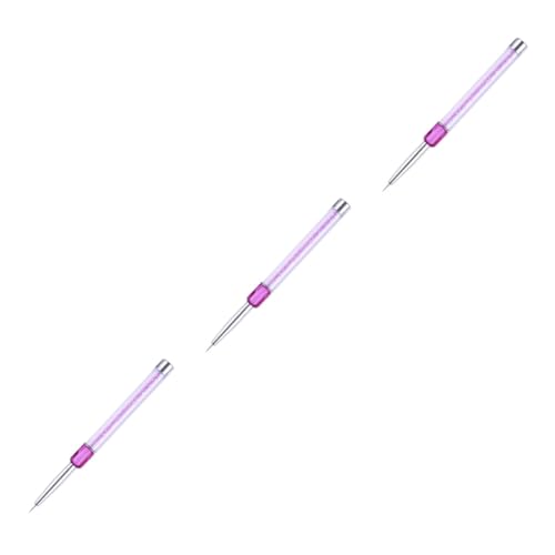 Healvian 3St flacher Pinselstift Bürste Nagelbürsten Pull-Line-Nagelbürsten Blumenspangen für Frauen Hasenohren Stirnband Gel-Nagelpinsel Dual-Brush-Stifte Maniküre flacher Stift Violett von Healvian