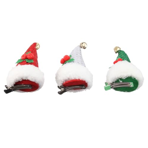 Healvian 3er-pack Weihnachts-haarspangen mit Weihnachtsmannmütze, Süße Haar-accessoires für Kinder, Party-dekoration von Healvian