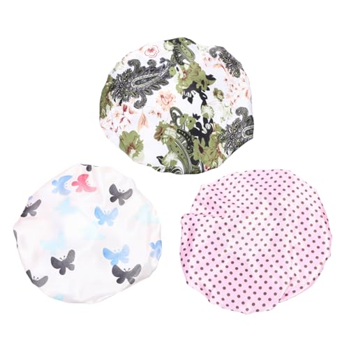 Healvian 3st Doppellagige Wasserdichte Duschhaube Stirnband Schlafhaube Duschhauben Für Damen Kopfbedeckung Verdickte Duschhaube Mütze Schwimmhaube Fräulein Multifunktion Polyester Faser von Healvian