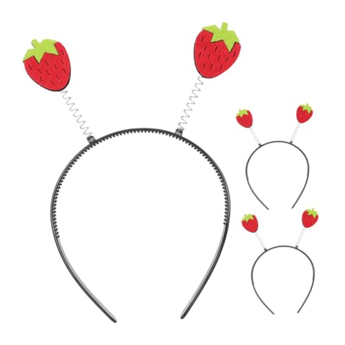 Healvian 3stücke Erdbeer-stirnband Für Kleinkinder Schickes Stirnbänder Erdbeerschleifen Kopfbedeckung Für Mädchen Kostümzubehör Für Karneval Ostern Und Themenfeiern von Healvian