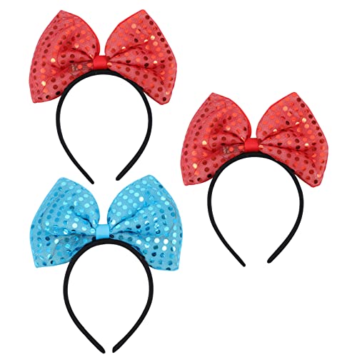 Healvian 3stücke Teiliges Weihnachts Haarschmuck Mit -bow Headband Leuchtende Pailletten Haarband Für Mädchen Und Für Festlichkeiten Und Tägliches Tragen von Healvian