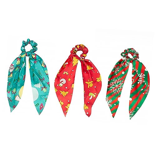 Healvian 3stücke Weihnachts Haargummis Mit Schneeflocken-design Damen Haarschmuck Elastische Haarbänder Für Festliche Anlässe Für Pferdeschwanz Und Und Stylisch von Healvian