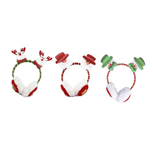 Healvian 3stücke Weihnachtsstil Haarreif Mit Ohrenschutz Festliche Haardekoration Für Erwachsene Für Weihnachtsfeiern Und Partys von Healvian