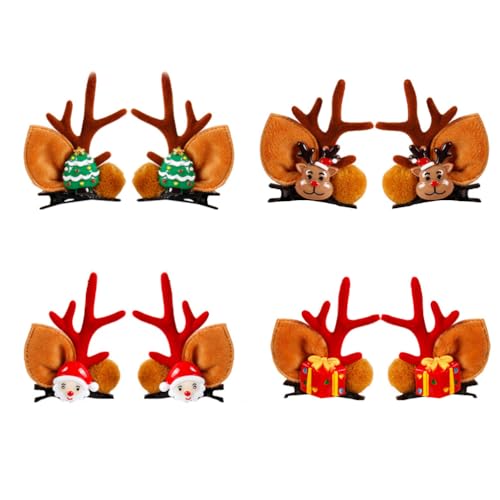 Healvian 4 Paar Weihnachts-Haarspangen Geweih-Haarspangen Kinder-Haar-Accessoire Party-Kopfschmuck- von Healvian