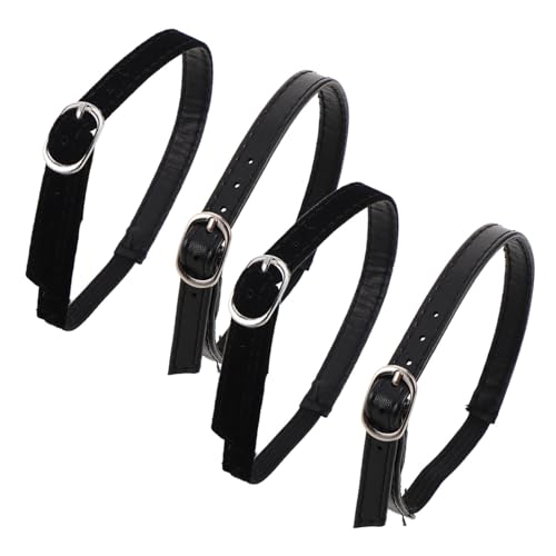 Healvian 4 Paare Damen High Heel Schuhriemen Verstellbare Anti-rutsch Knöchelriemen mit Metallverschluss Abnehmbare Fesselbänder für Lockere Pumps Satinierte und Samtige Schwarze Bänder von Healvian
