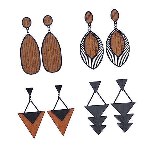 Healvian 4 Paare Ethnische Ohrringe Holz Geometrische Tropfenohrringe Boho Afrikanische Hängende Ohrringe Einzigartige Designs Dreiecksform Healvian 4 Paare Ethnische Ohrringe Holz Geometrische Tropfenohrringe Boho Afrikanische Hängende Ohrringe Einzigartige Designs Dreiecksform von Healvian