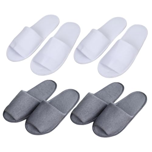 Healvian 4 Paare Herren Einweg Faltbare Hotelslipper Offen Atmungsaktiv Leicht Reise Hausschuhe Weiß Komfortable Gäste Slipper Portable von Healvian