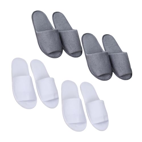 Healvian 4 Paare Herren Einweg Faltbare Hotelslipper Weiß Tragbare Reise Hausschuhe Atmungsaktiv Leicht Rutschfest Komfortabel für Hotel Spa Gäste und Einmalgebrauch von Healvian