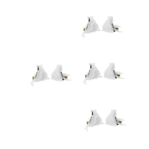 Healvian 4 Paare Katzenohr -Kopfschmuck Pelziger Katzenkopfschmuck Tier-Cosplay-Kostüm Halloween Party Kopfbedeckung Haarspangen mit pelzigen Ohren Katzenhaarclip Flanell Weiß von Healvian