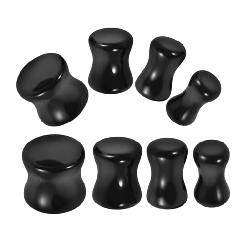Healvian 4 Paare Obsidian Ohr expander Schwarze Stein Ohr piercing Schmuck mit Glatten Kanten Komfortabel für Damen und Herren Modisch für Alltag Party und Auftritte von Healvian