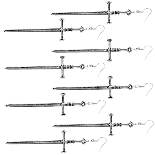 Healvian 4 Paare Punk Metall Ohrringe im Retro Dangle Ohrringe mit Kreuzschwert Design Besondere Anlässe Stilvolle Outfits von Healvian