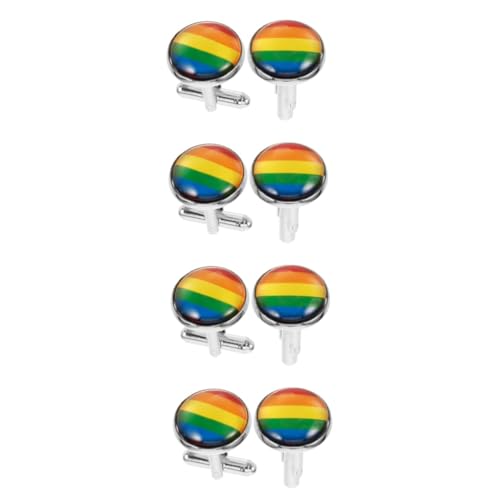 Healvian 4 Paare Regenbogen-Manschettenknöpfe ihn Männer Arm Ärmel Hemd Manschettenknöpfe herren Manschettenknöpfe für Anzüge Anzug Manschettenknöpfe Zinklegierung von Healvian