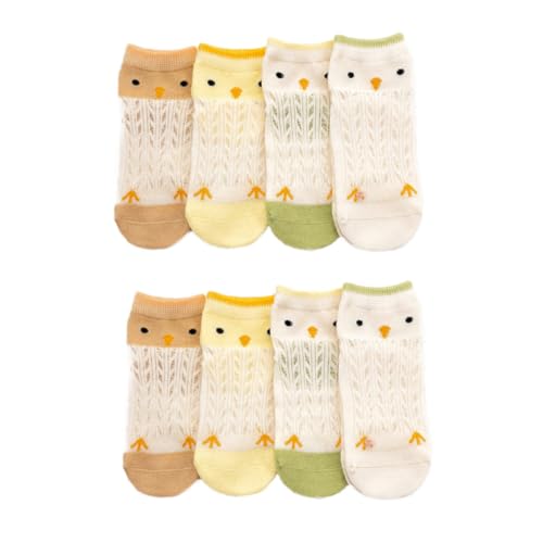 Healvian 4 Paare Rutschsocken Frühling Sommer Mesh Socken Atmungsaktiv Dünn Elastisch Komfortabel mit Anti Niedliches Küken Motiv für Lauflerner Fußlänge von Healvian