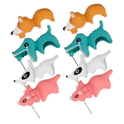 Healvian 4 Paare Tier Ohrstecker aus Polymer Clay Leichte und Allergiefreie Ohrringe für Frauen und Mädchen Bunte Dino Hund Flusspferd Gelb und Weiß Modischer und Langlebiger Schmuck von Healvian