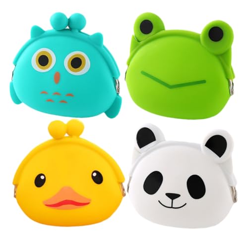 Healvian 4 STÜCKE Cartoon Silikon Münzbeutel Tragbare Geldbörse für Mädchen Kreative Aufbewahrungstasche Langlebig Leicht zu Öffnen Zufällige Niedliche Motive von Healvian