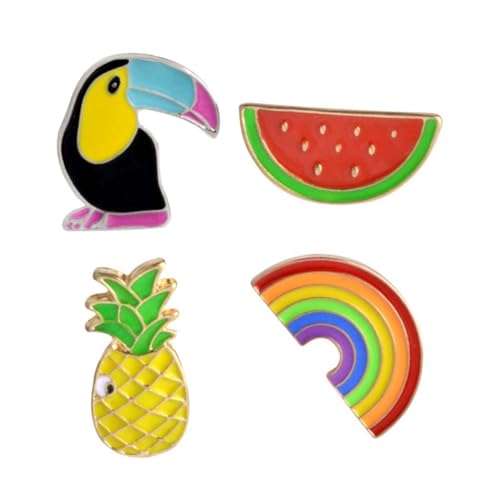 Healvian 4stücke Regenbogen Pin Brosche Damen Brustnadel Regenbogen-ananas-karikatur Dekoration Kleidungsdekoration Mädchen Nadel Brosche von Healvian