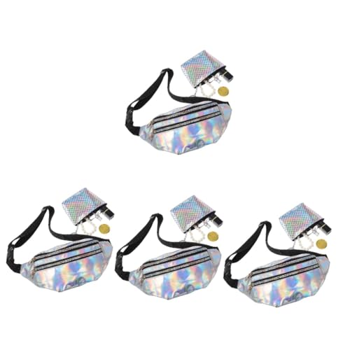 Healvian 4 Sätze Einstellbare Damen Gürtel Tasche mit Fischschuppen Münzbeutel Strapazierfähig Verstellbarer Gurt Bauchtasche für Outdoor Sport Festival von Healvian