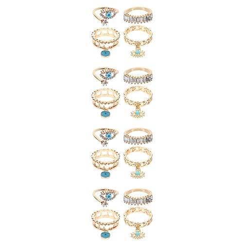 Healvian 4 Sätze Kleiner Offener Ring Mit Bösem Blick Teiliges Kristallringen Für Frauen Und Mädchen Als Valentinstag Oder Geburtstag 4 Stück * 4 von Healvian