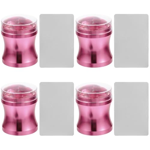 Healvian 4 Sätze Nailart-stempel Aus Silikon Gel-kit Nägel Werkzeuge Kinderanzug Nail French Tip Tools Kinder Briefmarken Nail Art Diy Werkzeug Aluminiumlegierung Rosa Gelee Nagel von Healvian