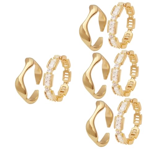 Healvian 4 Sätze Zirkonring -set Trendiger Zirkonring Offene Verstellbare Ringe Frauen Klingen Ringschmuck Schmuck Für Damenringe Ringfrauen Stahl 2 Stücke * 4 von Healvian