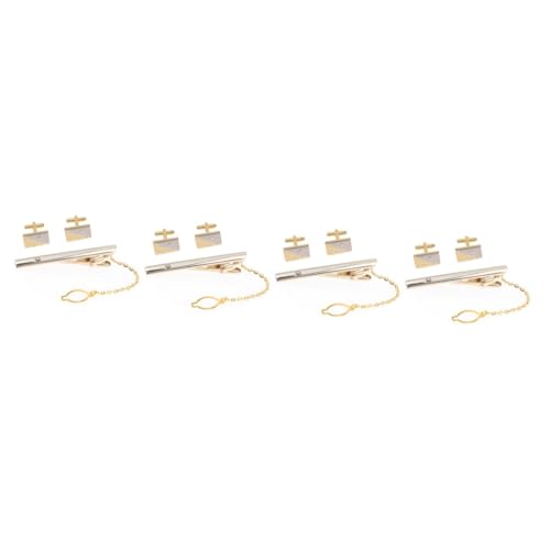 Healvian 4 Sets Goldene Manschettenknöpfe Krawattenklammern Goldene Krawattenklammern Für Männer Männliche Krawattenklammer Für Hemd Herrenmanschettenknöpfe Herrenhemd von Healvian