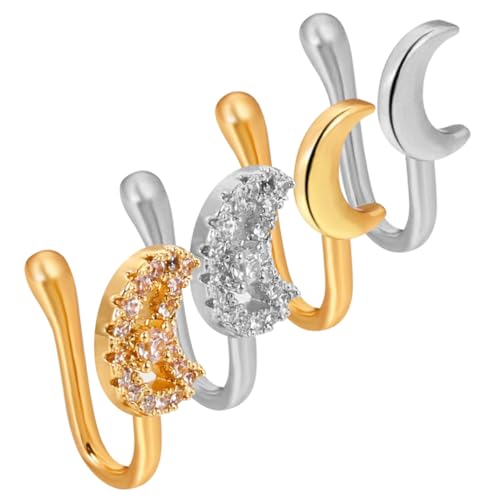 Healvian 4 Stck Teiliges Mond Nasenringe für Damen Leichter nicht Durchbohrter Nasenschmuck aus Modische Glatte und Langlebige Nasenklammern Geschenk und Alltagsschmuck von Healvian