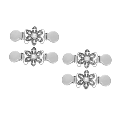 Healvian 4 Stck. Cardigan Patch Kragen Patch Retro-cardigan-clip Wäscheklammern Dekorativ Pulloverklammern, Um Den Pullover Zusammenzuhalten Frauenpullover Tailliert Pullover-clips Silber von Healvian